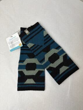 NWT Shupaca 100% Baby Alpaca BLUE GRN Handmade PERU Handwarmer Fingerless Gloves